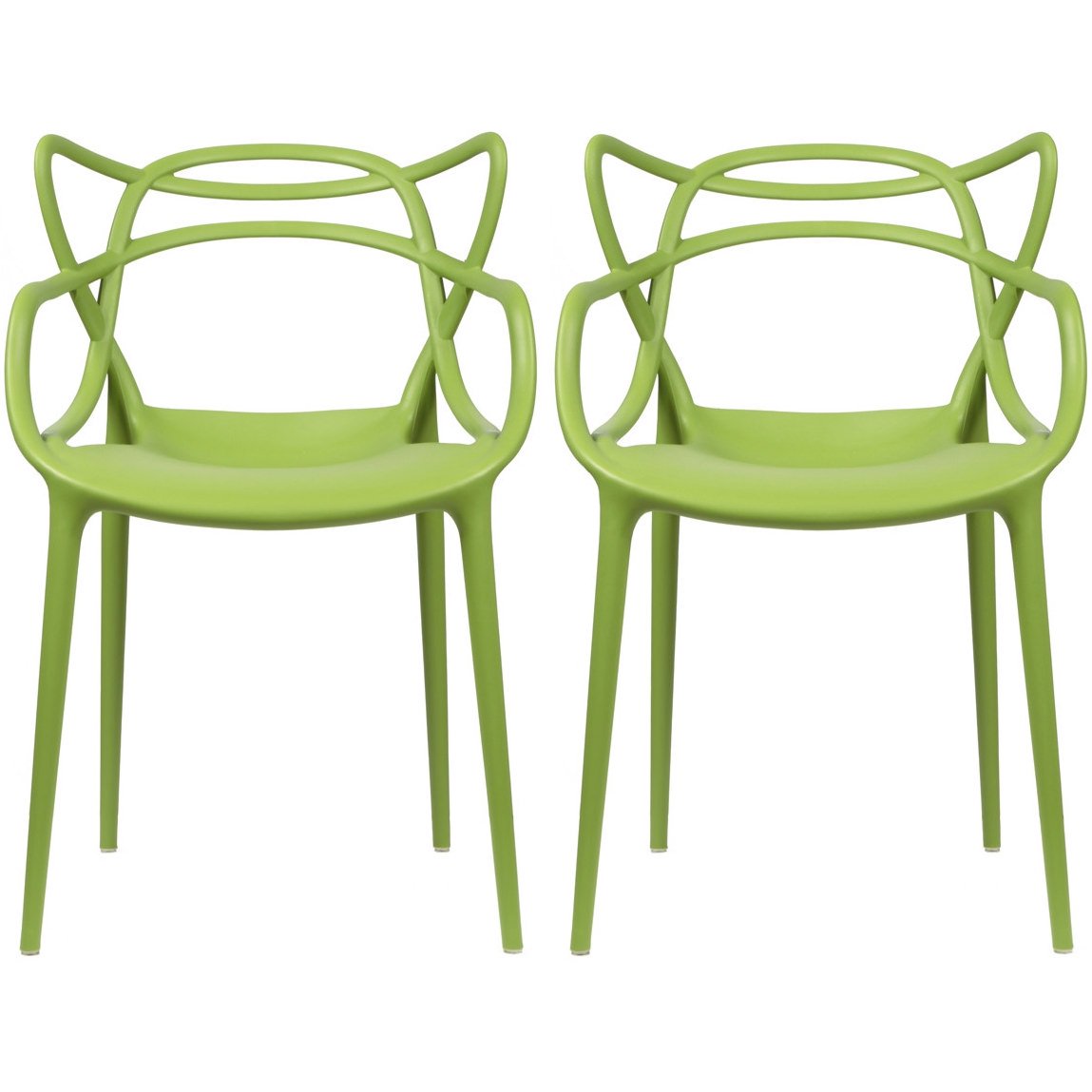 Homelala Set of 2 Modern Contemporary Designer Dining Chairs Molded Plastic Indoor Outdoor Patio