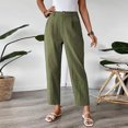 thumbnail image 5 of ClodeEU Women's High Waisted Elastic Waist Tapered Cropped Pants,Casual Trousers with Pockets Army Green,Women's Plus L, 5 of 9