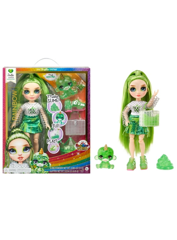 Rainbow High Jade, Green with Yeti Pet, 11 Doll, DIY Sparkle Slime Kit, Fashion Accessories, Kids Gift 4-12