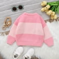 thumbnail image 6 of WUXIAN Kids Sweater For Toddler Baby Boys Girls Knit Striped Color Block Crewneck Sweater Kids Pullover Sweater Shirt Winter Warm Coat Clothes Children Lovely Dailywear, 6 of 9