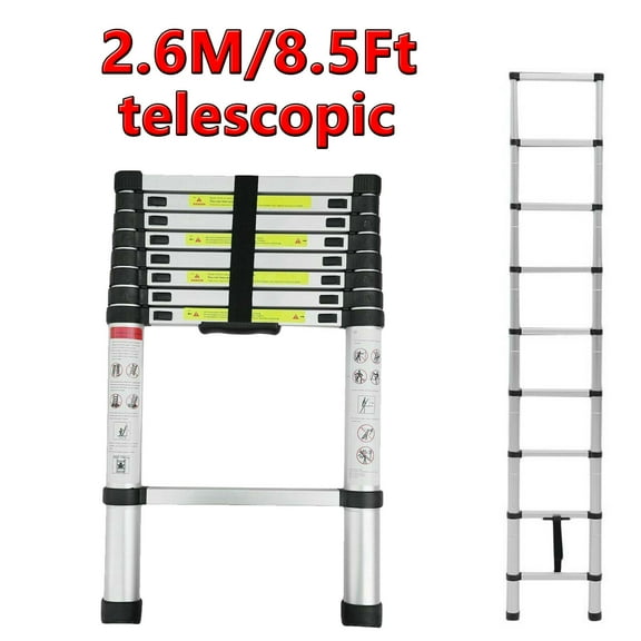 Dayplus Telescoping Ladder 8.5ft Aluminum Folding Ladder 330lbs Lightweight Portable DIY Multi-Purpose Ladder for Home, Office