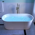thumbnail image 3 of ANGELES HOME 67" x 31-1/2" Air Bubble Massage Freestanding Soaking Bathtub, LED Light Bathtub with Chrome Drain and Overflow, White Acrylic, 3 of 12