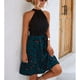 thumbnail image 4 of Vestido con estampado de bloques de Color de verano para mujer, elegante, sin mangas, dobladillo suelto, cuello Halter, vestido con cinturón para citas, 4 of 8
