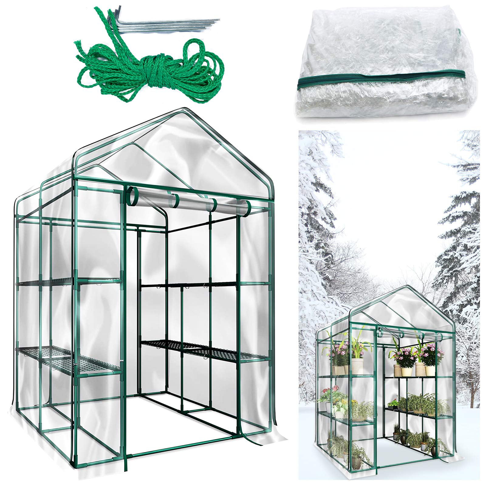 Greenhouse with Shelves 140x200x140cm 