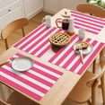 thumbnail image 5 of Pink Striped Placemats Set of 4 Modern Simple Monochrome Geometric White Place Mats Indoor Wipeable Table Mats Washable Cloth Dining Table Placemats for Kitchen Holiday Party Home Decor 13x19 Inch, 5 of 9
