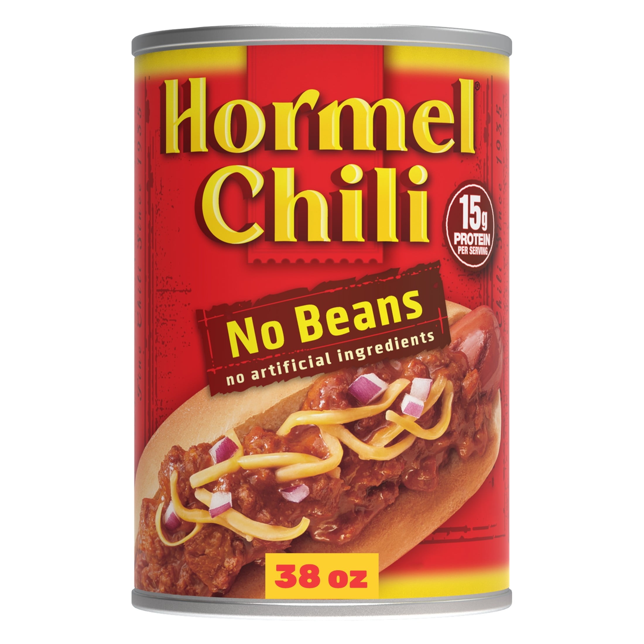 (12 pack) HORMEL Chili No Beans Canned Chili, Shelf-Stable, 38 oz Steel Can