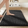 thumbnail image 2 of Bathroom Rug, Chenille Extra Soft Absorbent 16.77x23.79 in Non Slip Machine Washable Thick Long Pile Floor Mat for Bath Shower Room Kitchen and Laundry Home Decor Black, 2 of 6