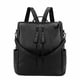 thumbnail image 1 of Mochila de piel auténtica para mujer, bolso de hombro grande e informal, color negro, 1 of 6