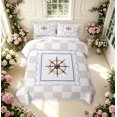 thumbnail image 2 of Manfei Vintage Grid Twin Quilt Set,Coastal Nautical Twin Coverlet Set,Light Pink White,2pcs,1 Bedspread and 1 Pillowcase, 2 of 7