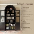 thumbnail image 5 of BaPro 71" Tall Arched Kitchen Pantry Cabinet, Modern Farmhouse Style Storage Cupboard with Adjustable Shelves for Dining & Living Room, Black, 5 of 7