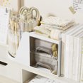 thumbnail image 5 of Caja de almacenamiento estilo cajón organizador de bolígrafos giratorio | Carrito de escritorio circular para material de oficina Brochas de maquillaje | Plástico Beige/Blanco | Diseño de varios, 5 of 5