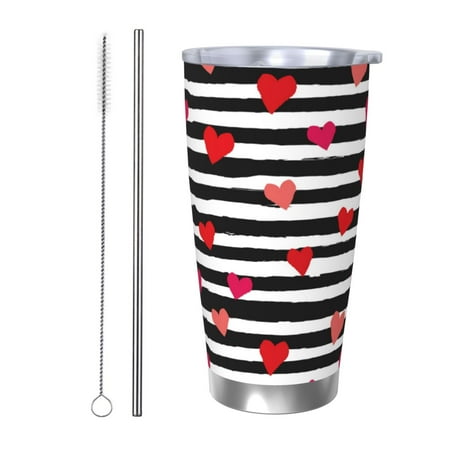 

Junzan Hearts And Lines1 for 20oz Stainless Steel Insulated Car Cup with Spillproof Lid - Insulated Coffee Mug Thermal Cup-Straw Two-piece Set