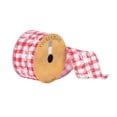 thumbnail image 1 of Vickerman Q180668 2.5 in. x 10 Yards Red &amp; White Plaid Glitter Snowflake Ribbon, 1 of 1