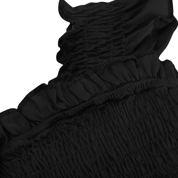 Huvoen Spring Dresses for Toddler Girls 2025 New Girls Summer Dresses Cute Double Layer Ruffle Sleeve Smocked Flowy Dress Style B-8 Black 4 Years,