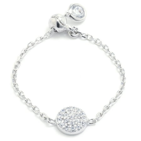 Chain Pave Ring - Marisol & Poppy Fine Sterling Silver Round Pave Cubic Zirconia Adjustable Ring