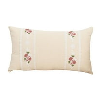 Btomtd 19.6x11.8 in Floral Embroidered Pillow Cover Rose Pattern Decorative Pillowcase for Sofa Beds Head Cushion Cover Pillow Case, C
