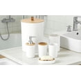thumbnail image 6 of 6 Pcs Bathroom Accessories Set, White Bathroom Decor with Wood Lid, Included Toilet Brush, Toothbrush Holder, Soap Dispenser, Modern Bathroom Set for Home Hotel Restroom, 6 of 8