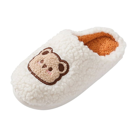 Fengactive Womens Cozy Bear Plush Warm Slippers Autumn Winter Indoor Outdoor Cartoon Patch Slippers