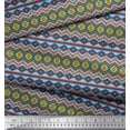 thumbnail image 3 of Soimoi Blue Japan Crepe Satin Fabric Aztec Geometric Print Fabric by the Yard 42 Inch Wide, 3 of 3