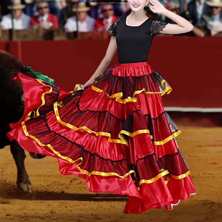 Maxi Skirts for Women Spanish Bull Dance Skirt Belly Dance Skirt