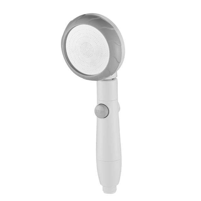 Cabezal de ducha de plástico de mano de alta presión, cabezal de ducha de ahorro de agua para baño, color gris macarrón