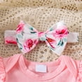 thumbnail image 4 of Ulitacool 0-3 Months Newborn Girl'S Outfits Summer Short Sleeve Bodysuit Cartoon Print Pants Hat Two Piece Matching Set Handsome Clothes Pink2, 4 of 7