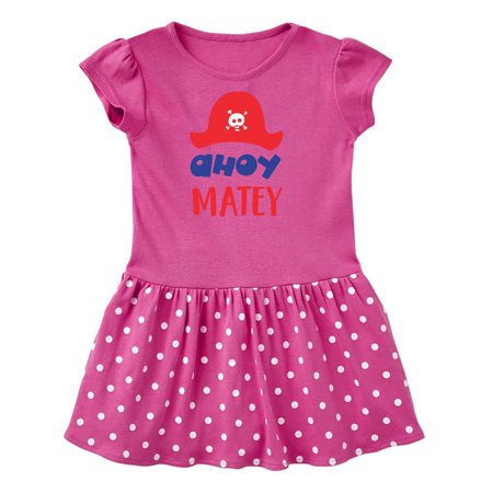 

Inktastic Ahoy Matey Pirate Hat Skull and Bones - Red Blue Gift Toddler Girl Dress