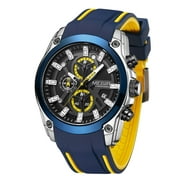 MEGIR Mens Watches Luxury Sports Wristwatch Luminous Date Quartz Chronograph Silicone Strap 2144