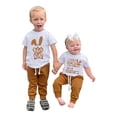 thumbnail image 3 of Easter Outfit Girl Toddler Boys Girls Short Sleeve Easter Rabbit Prints T Shirt Tops Pants Outfits My First Easter Baby Boy Outfit White 2 Years-3 Years, 3 of 7