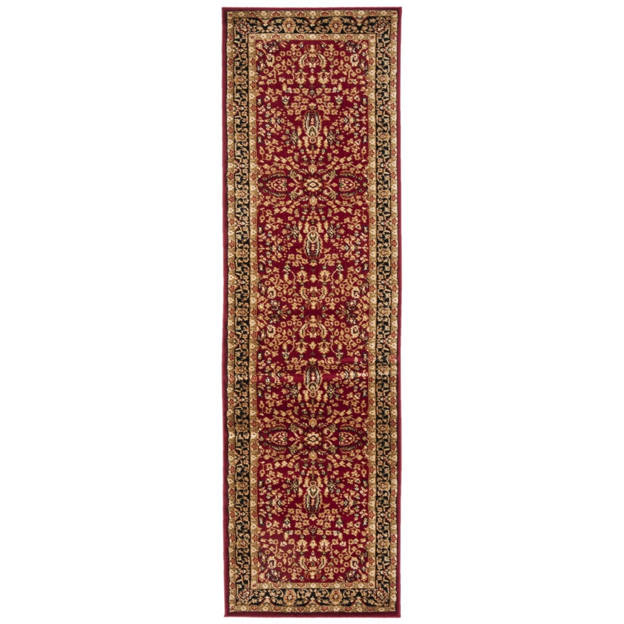 SAFAVIEH Lyndhurst Elizabeth Traditional Floral Runner Rug, Red/Black, 2'3" x 20'