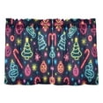 thumbnail image 7 of Yayeee Kitchen Curtains Tier Pair Light Filtering 27"x24" Rod Pocket Short Cafe Window Panel, Neon Christmas, 7 of 7
