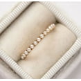 thumbnail image 3 of 14k Gold dainty pearl ring, pearl stacking band ring, pearl eternity wedding band, june birthstone, promise ring, christmas gift for mom, 3 of 4