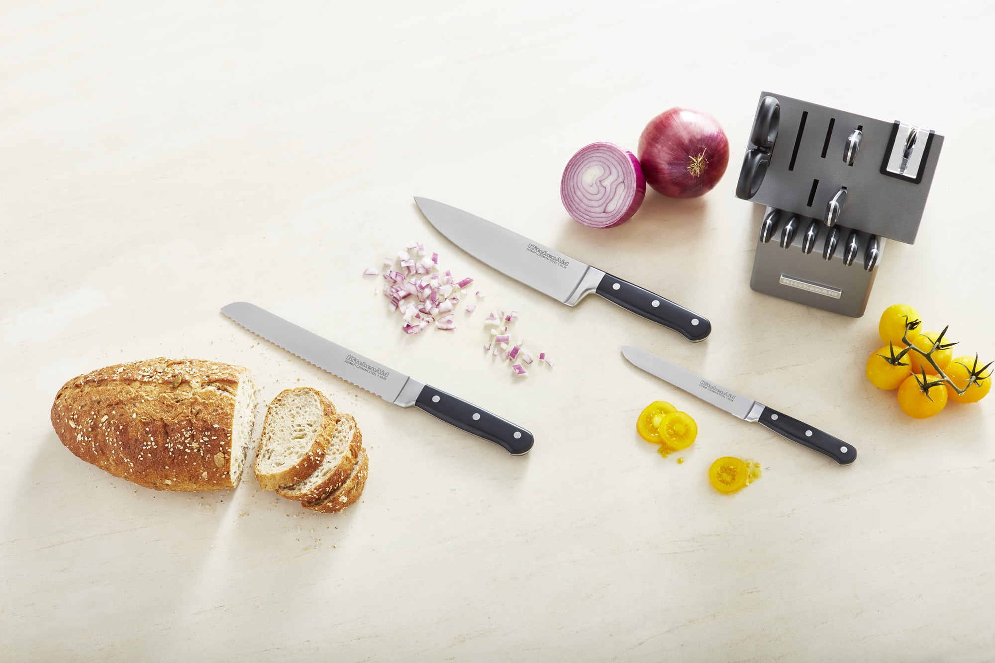 KitchenAid® Classic Forged 14-Piece Triple Rivet Cutlery Set, Onyx Black