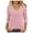 Pink, variant on EchfiProm T-Shirts for Women Trendy Army Green Tops V-Neck Plain 3/4 Sleeve Temperament Pullover Relaxed Fit Womens