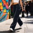 thumbnail image 6 of Jaunzuar Workout Pants Women Elastic Waist Straight Leg Sweatpants Versatile Running Casual Pants with Pocket L, 6 of 9