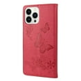 thumbnail image 5 of Feishell Wallet Case for iPhone 14 Pro,Retro PU Leather Butterfly Embossed Pattern Full Protection Anti-Scratch Shockproof Magnetic Clasp Flip Holder Card Slots & Cash Pocket Phone Cover,Rose, 5 of 6