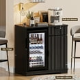 thumbnail image 7 of BROTTAR Mini Fridge Cabinet (Included), Fluted Coffee Bar Cabinet with Refrigerator, Pull Out Drawer & Storage Cabinets, 31.5" Modern Liquor Wine Bar Cabinet for Home, Kitchen, Dining Room, Black, 7 of 7