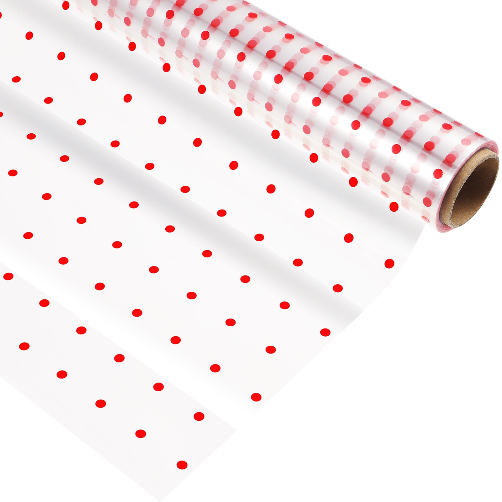 STOBOK Cellophane Wrap 2.5 Mil Thickness Cellophane Wrap Roll Red Dots