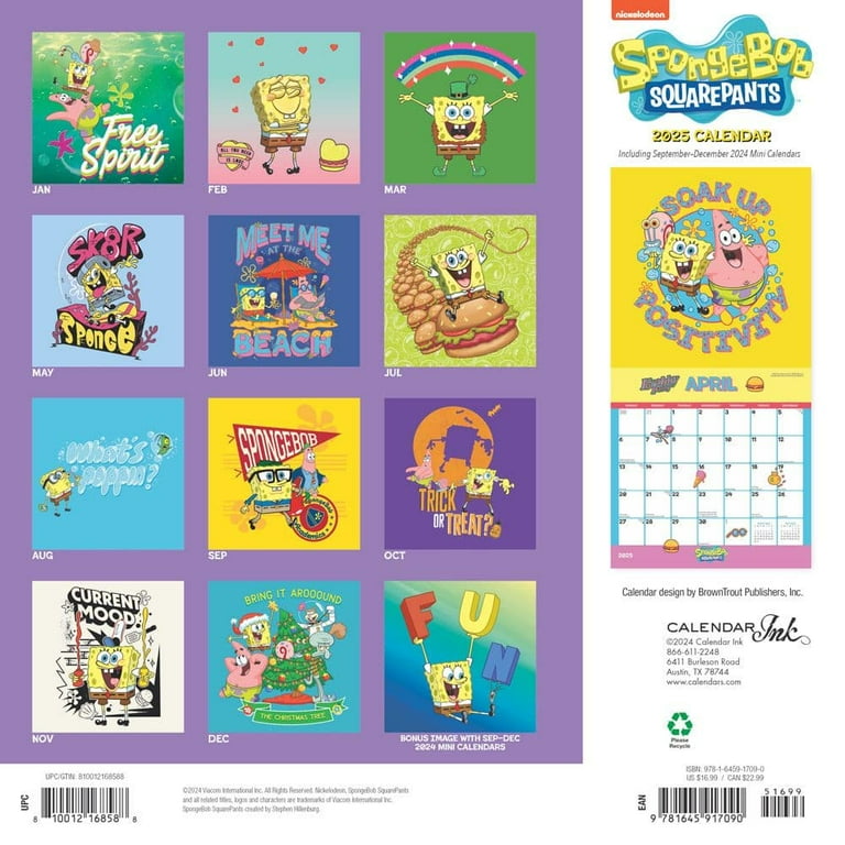 Calendar Ink, Spongebob Squarepants 2025 Wall Calendar