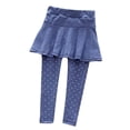 thumbnail image 3 of Actoyo Little Girls Footless Leggings with Ruffle Tutu Skirt Polka Dot Blue 6-7 Years, 3 of 12