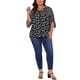 thumbnail image 2 of Blusa de gasa de mujer plus size Agnes Orinda, con cuello en V y mangas 3/4, blusa casual de verano 2X negra, 2 of 5