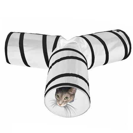 product image of Purrfect Feline 3-Way Cat Tunnel, Interactive Crinkle Cat Toy White, L