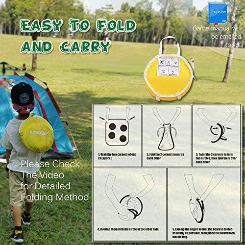 Best Gift for Kids 6 Beanbags Rabosky Bean Bag Toss Game Toy for Toddlers Ages 2 3 4 5 Year Old Collapsible Outdoor Games for Kids Double Sided Kids Cornhole Game Board Solar & Ocean Themes