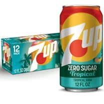 7UP Tropical Zero Sugar Caffeine Free Lemon Lime Mango Peach Soda Pop, 12 fl oz, 12 Pack Cans