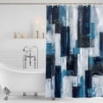 thumbnail image 2 of Shower Curtain Bathroom Set Abstract Graffiti Blue White Color Block Waterproof Fabric Shower Curtains with Grommets&Hooks, Retro Oil Painting Art Privacy Bath Curtain for Bathtub 36x72in, 2 of 9