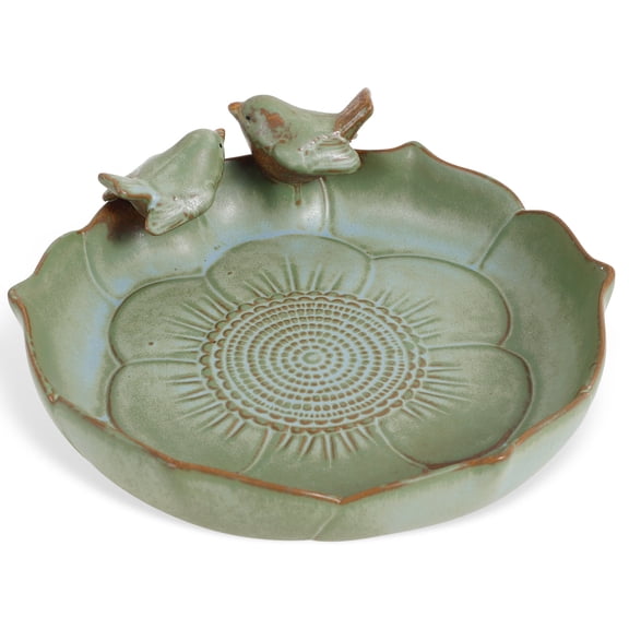 FUYGRCJ Ceramic Bird Bath for Outside Weather Resistant Bird Bath Bowl Only Vintage Birdbath for Outdoors Garden Tabletop Deck Balcony and Lawn