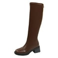 thumbnail image 3 of YLYL Women Knee High Boots Faux Leather Chunky Heel Square Toe Side Zipper Fall Riding Long Boots, 3 of 9