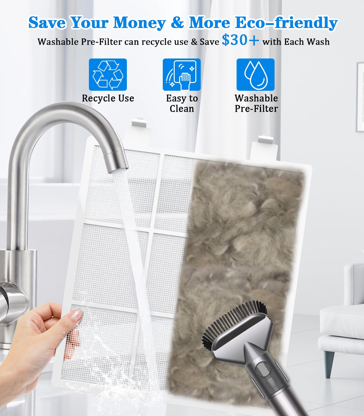 Air Purifier, FRESHDEW Air Purifiers for Home with H14 HEPA and Activated Carbon Filter, Removes 99.99% of Dust,Odors,Smoke,and Pet Hair Covers up to 2300 Sq.Ft, Quiet and Energy Efficient