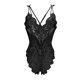 thumbnail image 3 of Lencería de Mujer SCZ Ropa Interior de Encaje de Flores Babydoll con Cuello en V Correa de Dormir Negro 2XL, 3 of 3
