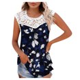 thumbnail image 1 of Camiseta sin mangas de encaje con estampado de mujer Camiseta sin mangas de empalme de cuello redondo Camiseta ligera y cómoda delgada OAVQHLG3B Store  lin121212, 1 of 5